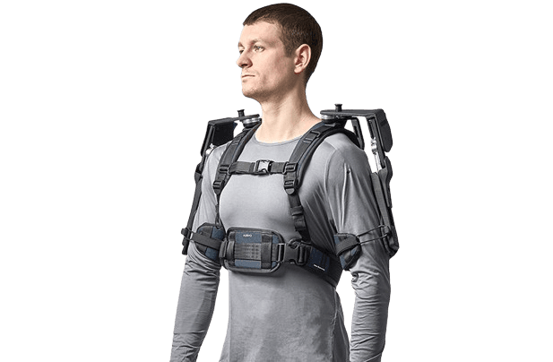 PneumaForce exoskeleton system showing pneumatic actuators and marine-grade construction for commercial diving operations